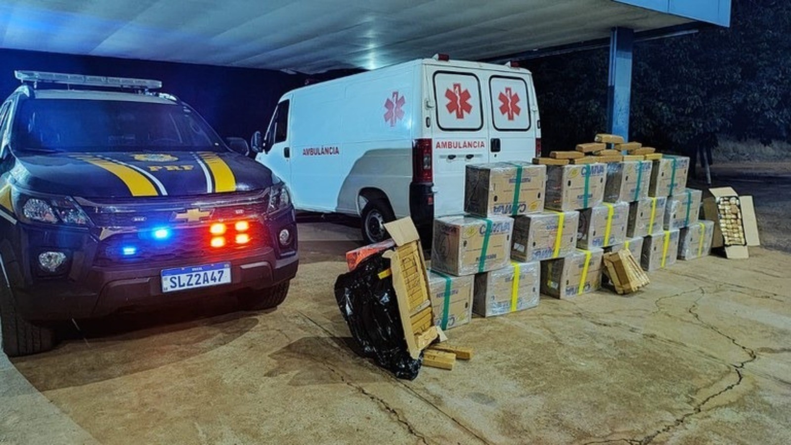 PRF encontra 681 kg de maconha em ambulância após perseguição na BR-262 em MS