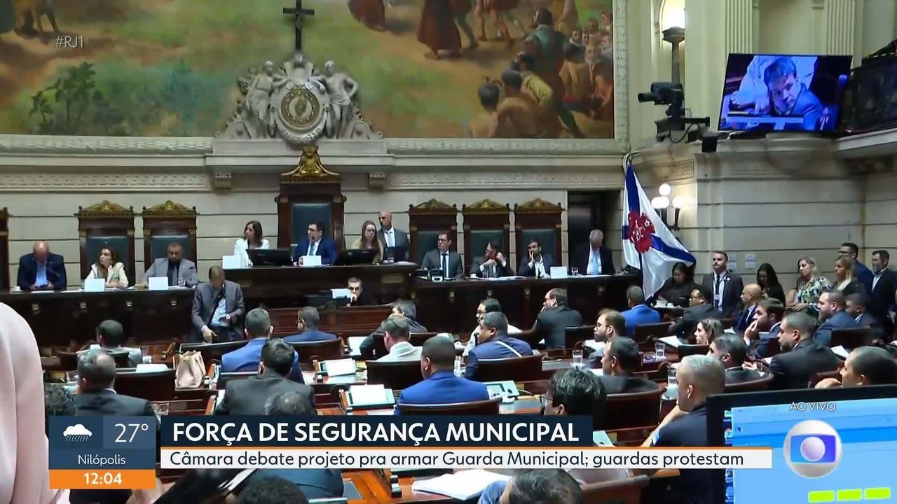 Guardas municipais protestam em dia de audiência pública para debater criação da Força de Segurança Municipal