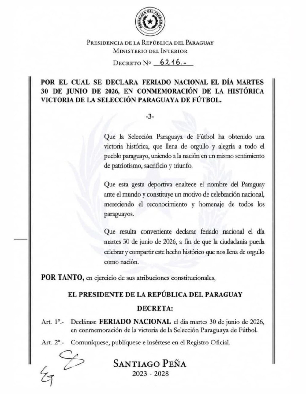 Paraguai decreta feriado nacional após eliminar a Alemanha na Copa do Mundo de 2026
