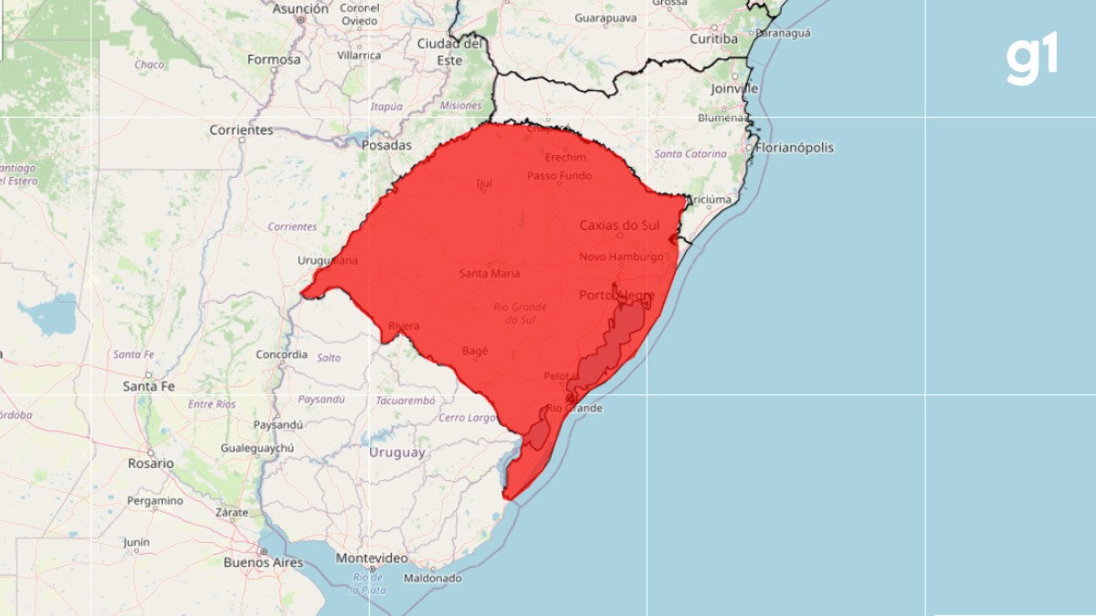 RS tem aviso de 'grande perigo' para tempestades nesta segunda-feira, aponta Inmet; veja previsão para a semana