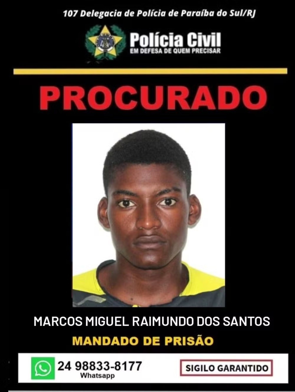 Jovem é baleado em Paraíba do Sul; suspeito está foragido