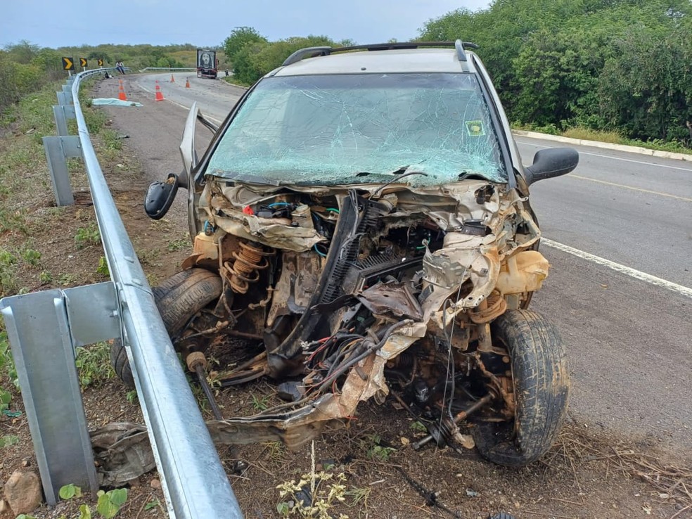 Motorista de caminhonete morre após colidir com carreta na BR 407, em Afrânio — Foto: Reprodução