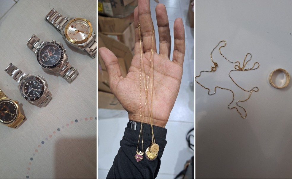 Relógios e joias que teriam sido furtados, segundo a polícia — Foto: Cedidas