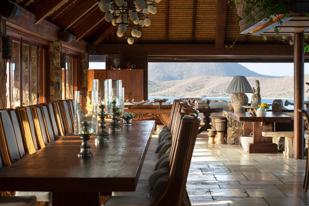 Vista do resort do bilionário Richard Branson — Foto: Divulgação/Necker Island