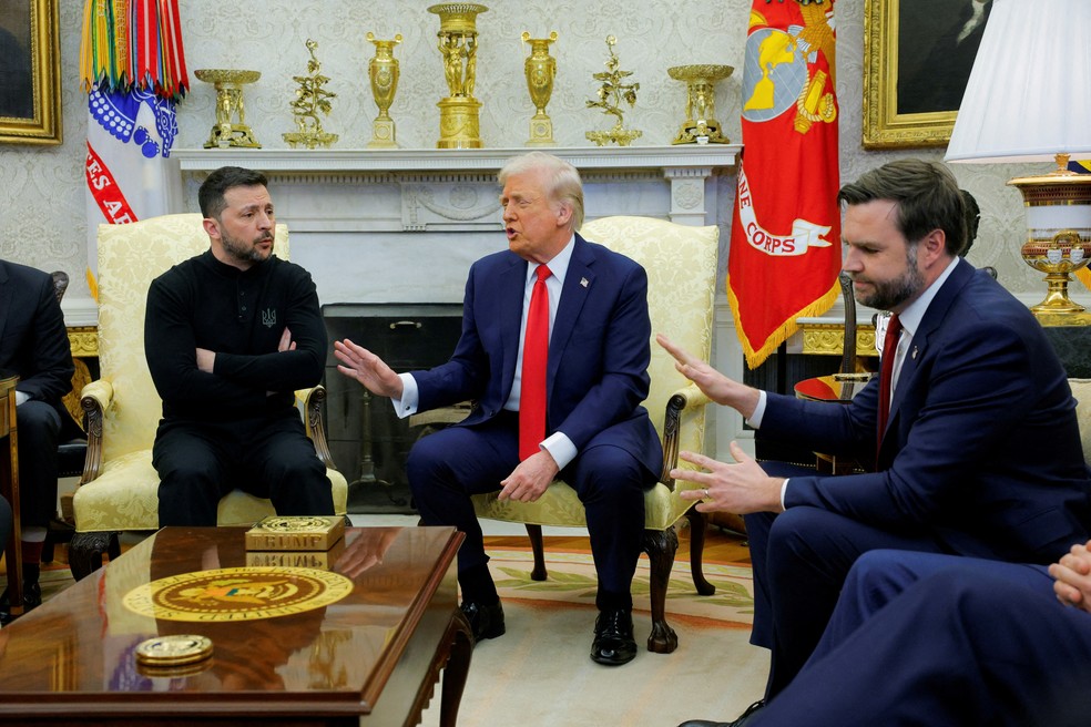 Trump e Zelensky batem boca na Casa Branca — Foto: Brian Snyder/Reuters