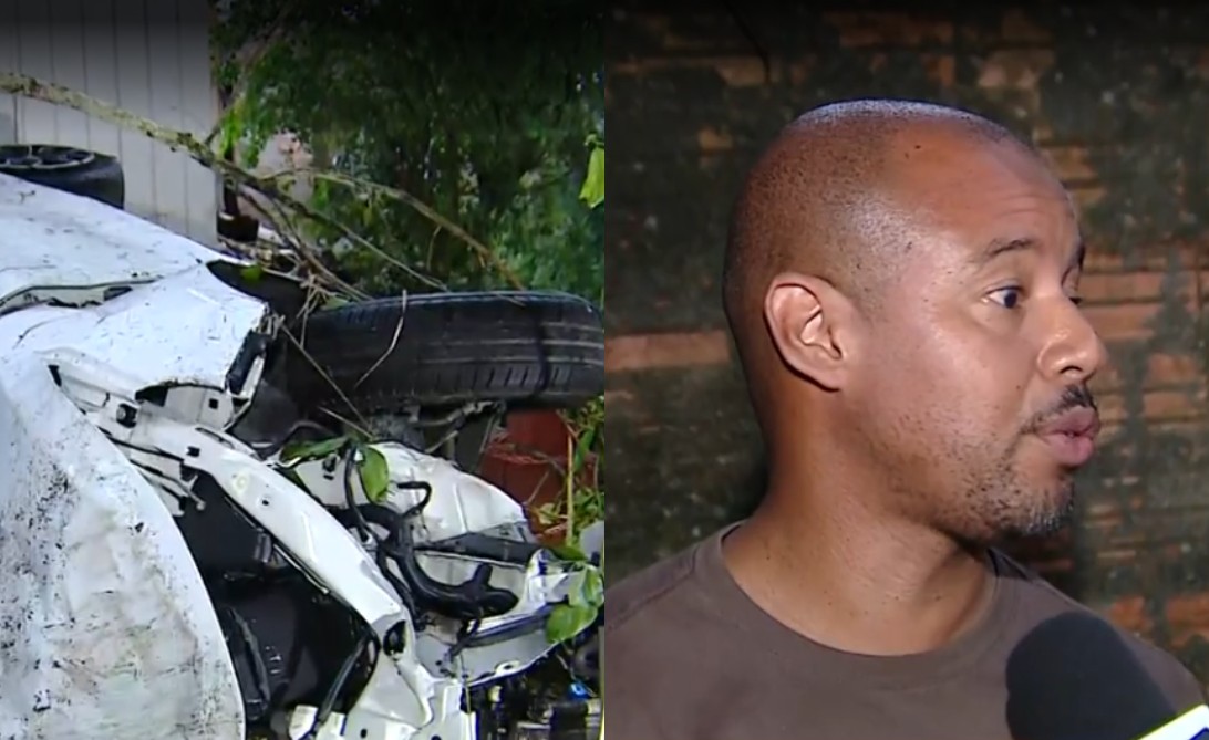 Carro cai de ribanceira e atinge quarto de casal em Florianópolis: 'Chacoalhou a casa' 