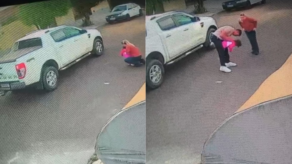 1 de 3
motorista salva bebê engasgada após mãe pedir socorro no meio da rua em Botucatu, SP — Foto: Câmera de Segurança/Reprodução