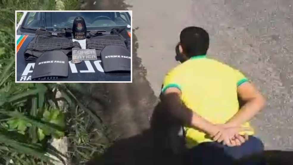 Homem de 25 anos foi autuado por adulteração de veículo e posse irregular de arma de fogo de uso permitido. — Foto: Reprodução