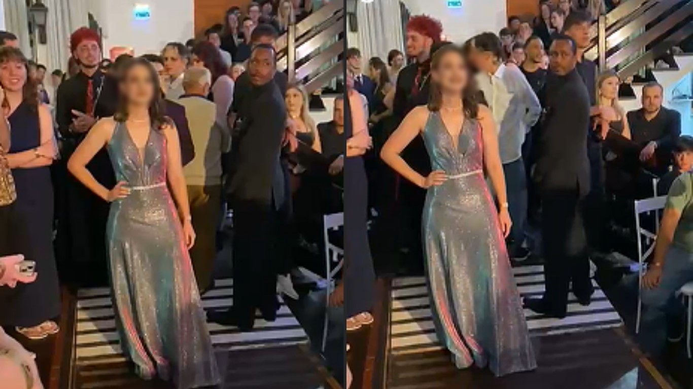 
VÍDEO mostra momento em que formanda indenizada em R$ 6 mil se recusa a entrar em festa sem música ‘I Kissed a Girl’ 