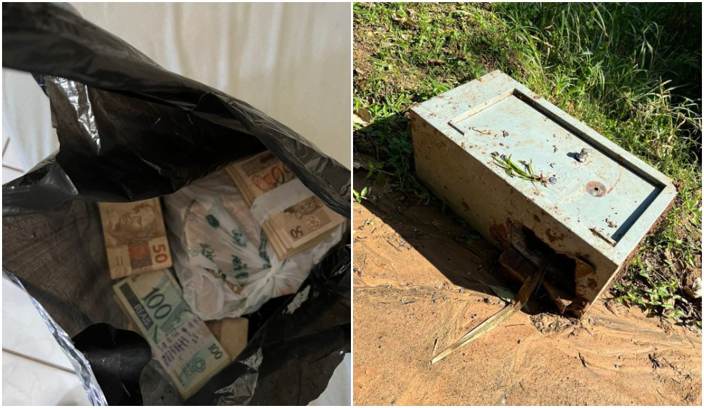 Dupla leva cofre furtado com cerca de R$ 1 milhão em carrinho de mão na rua em SC; VÍDEO