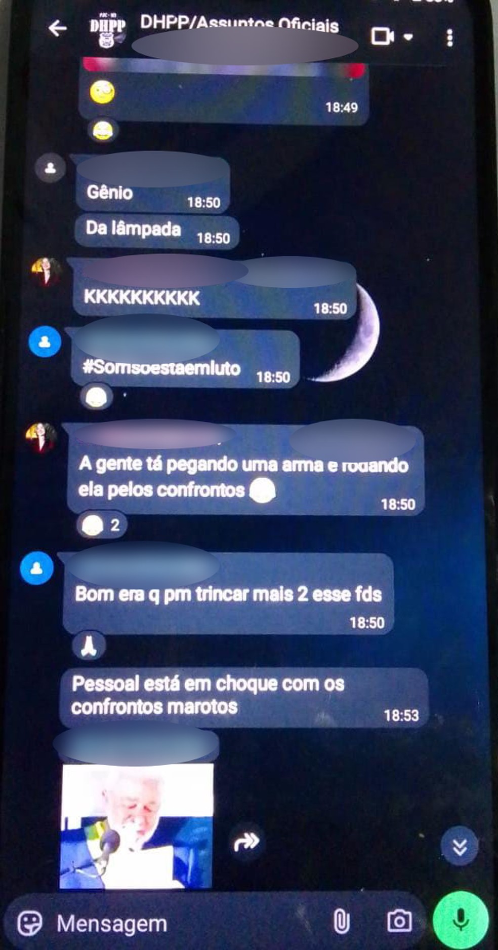 Print mostra conversa para plantar suposta arma em confronto em MT — Foto: Reprodução