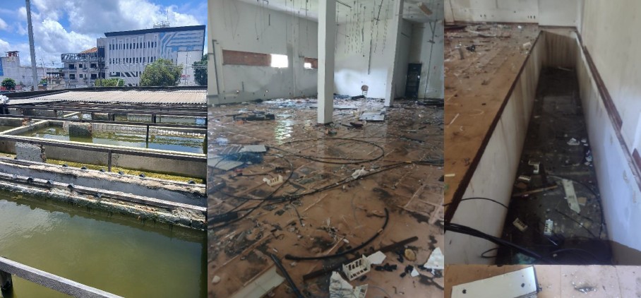 Estudantes da escola Pedroso protestam na Av. João Paulo II, em Belém, por obras intermináveis e prédio infestado de mosquitos