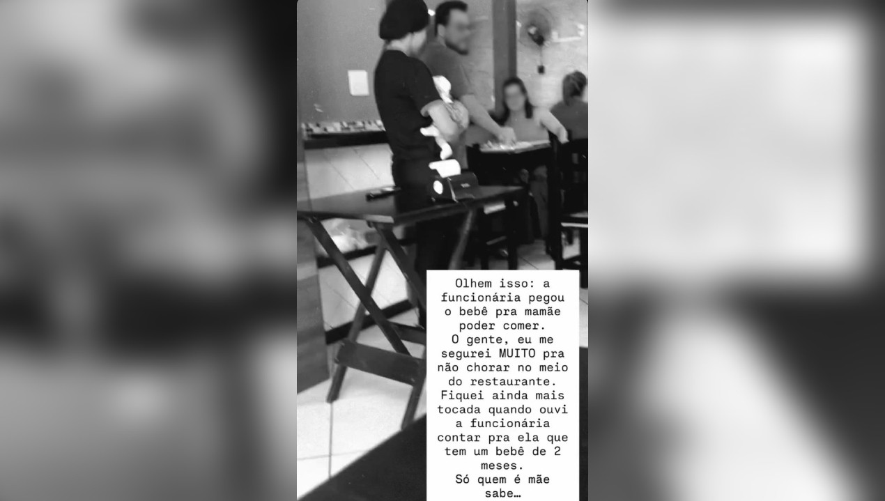 VÍDEO: funcionária segura bebê de cliente para que mãe possa comer com calma em restaurante no interior de SP