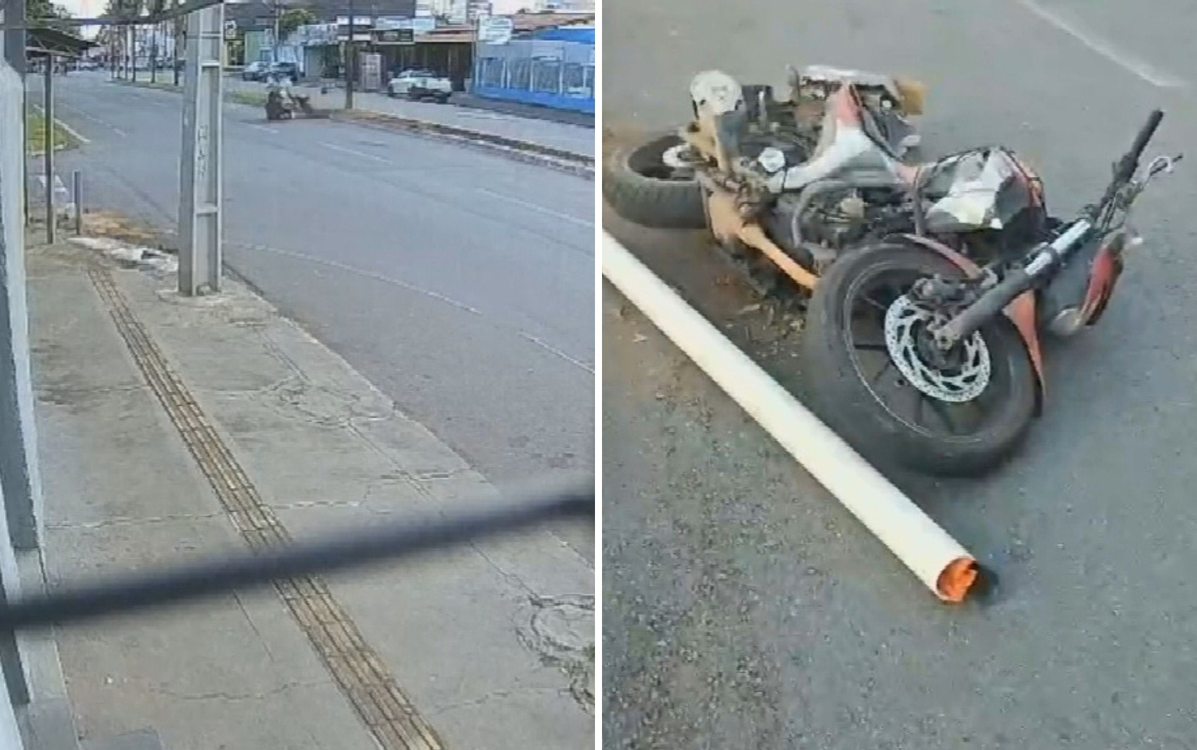 Motociclista morre após perder controle da direção ao tentar segurar cano e bater em outra moto; vídeo 