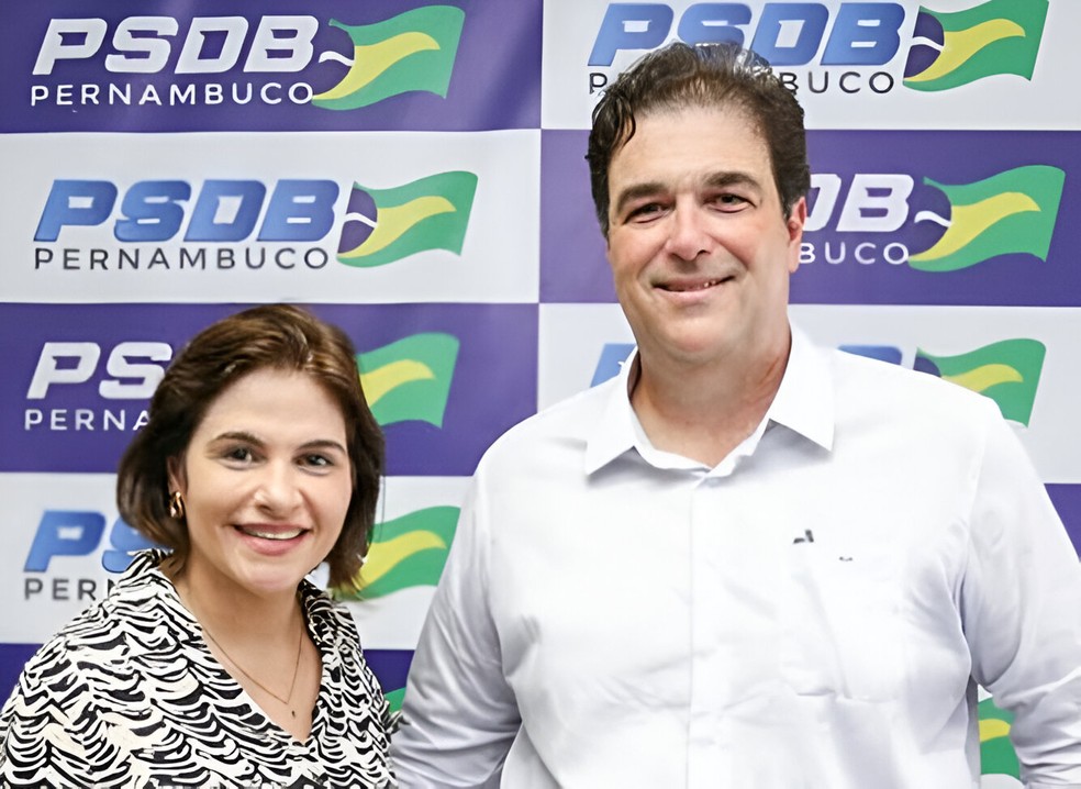 Vice-governadora de Pernambuco, Priscila Krause, se filia ao PSDB, com o presidente estadual da sigla, Fred Loyo — Foto: Reprodução/Instagram