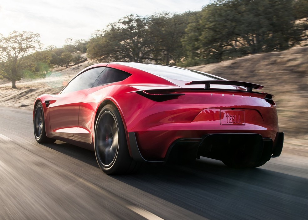 Protótipo do novo Tesla Roadster foi mostrado em 2017. — Foto: Divulgação / Tesla