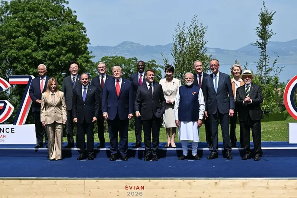 Líderes reunidos no G7, na França. — Foto: Getty Images