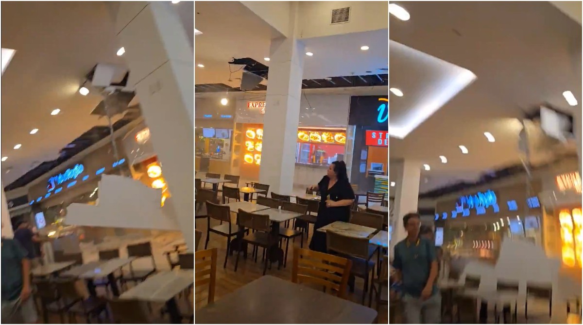 Teto despenca em praça de alimentação do Shopping Frei Caneca, em SP