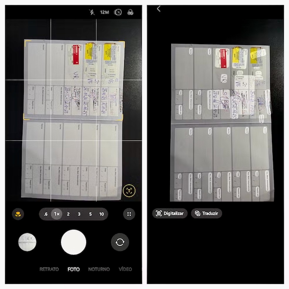 Na c�mera dos celulares Samsung, existe a op��o nativa de capturar documentos. � Foto: Reprodu��o