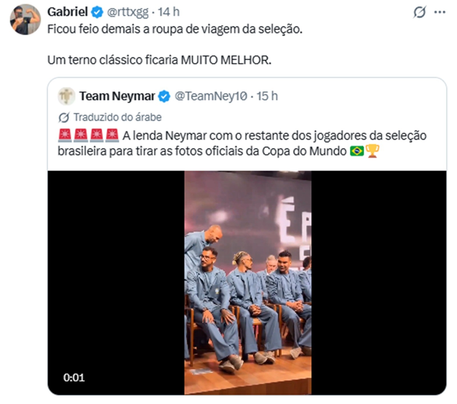 Uniforme da Seleção Brasileira para viagem aos EUA vira meme nas redes sociais; FOTOS