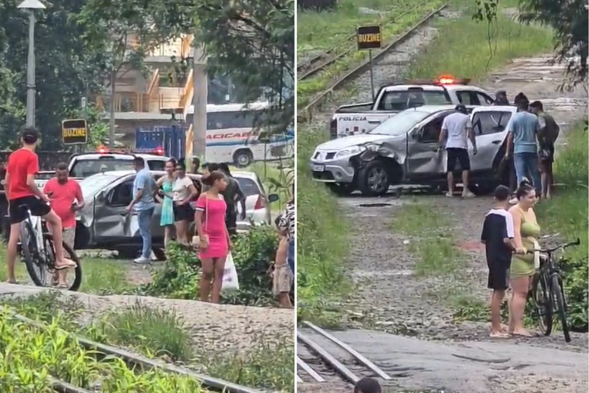 Carro é atingido por trem ao atravessar linha férrea em SP e motorista fica ferido