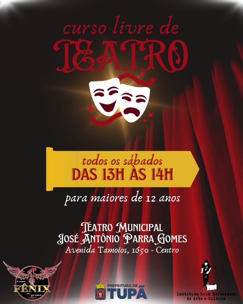 Tupã oferece curso livre de teatro em parceria com Instituto Luiz Bertazzoni