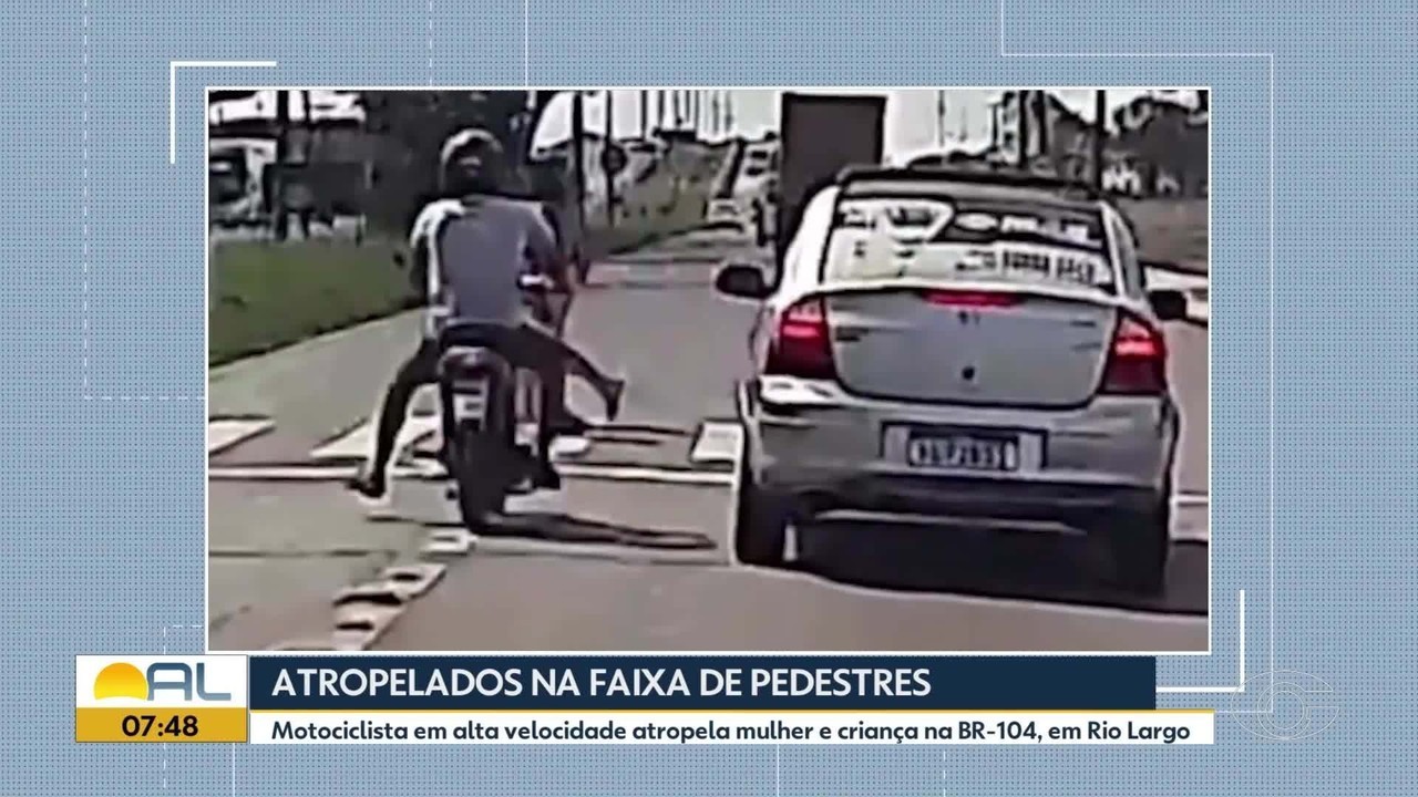 Mulher com criança no colo é atropelada ao atravessar faixa de pedestre em Rio Largo, AL