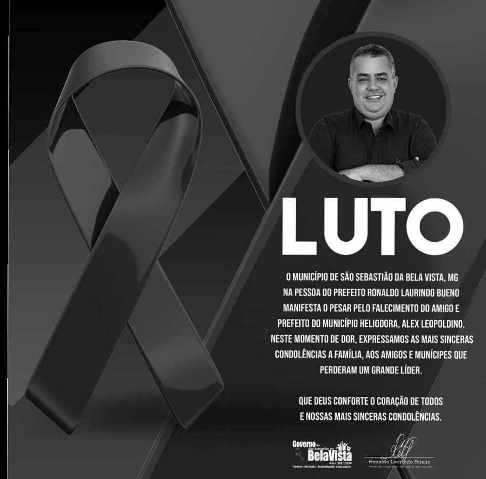Morre prefeito de Heliodora (MG) — Foto: Redes sociais