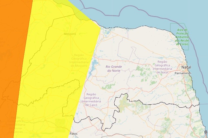 Inmet publica alertas de chuvas intensas para mais de 60 municípios do RN