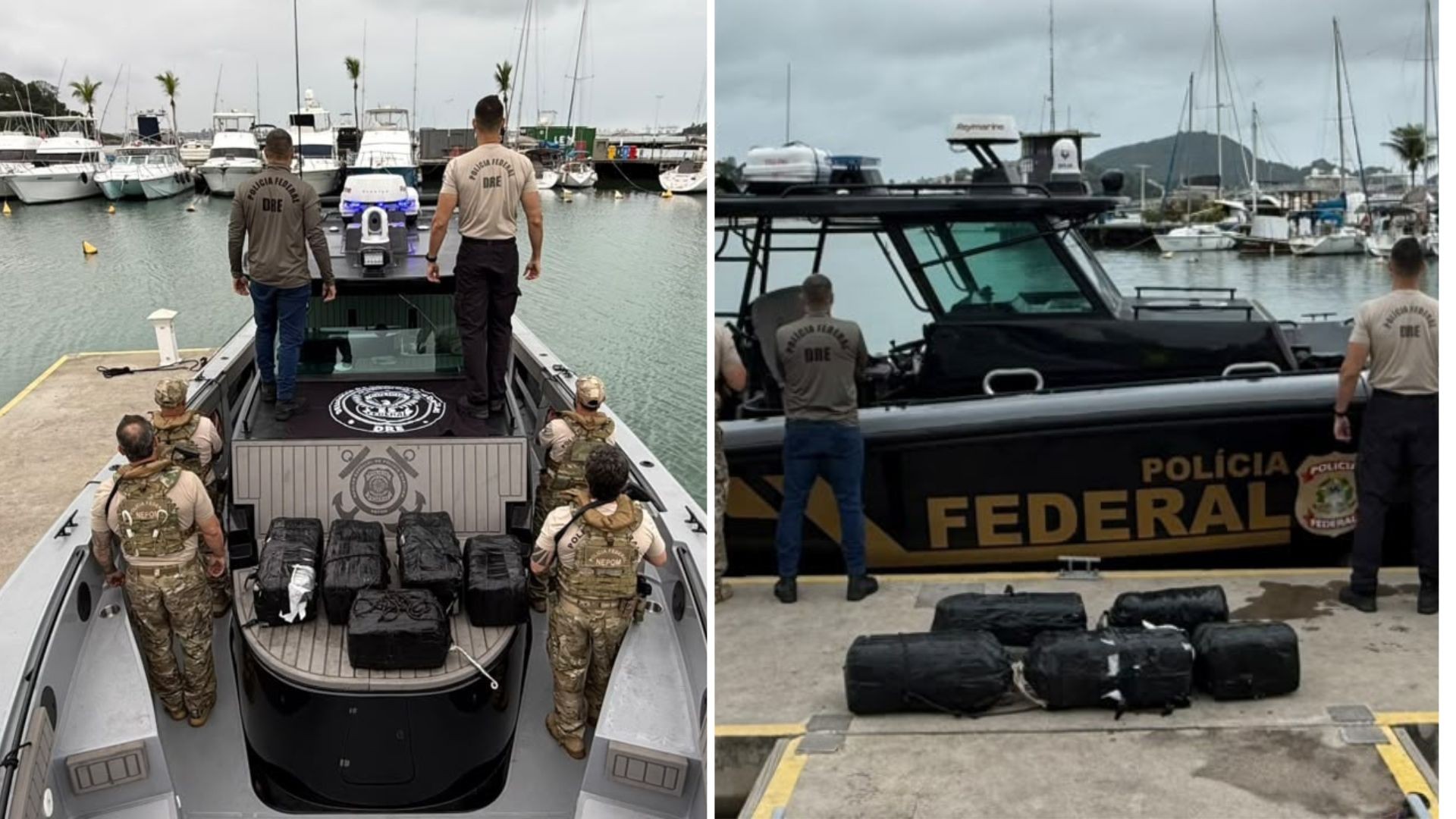 Bolsas com 140 kg de cocaína que seriam enviadas para a Itália são encontradas em casco de navio em Vitória