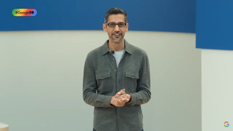Sundar Pichai, presidente-executivo do Google, durante o Google I/O — Foto: Reprodução/Google