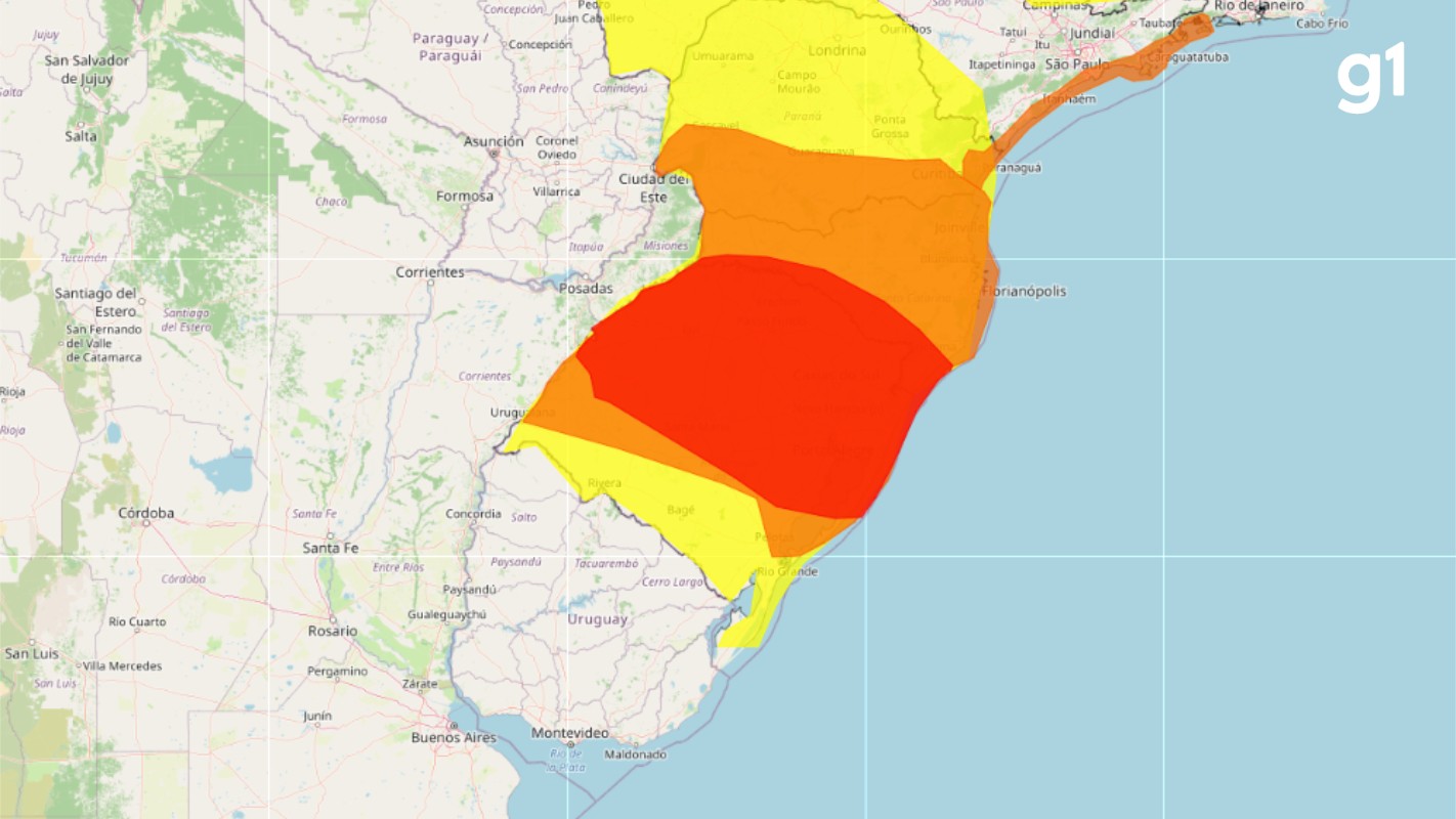 Após tornado, RS segue com avisos vermelhos para temporais com vento e chuva forte; veja áreas de risco 