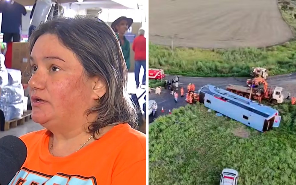 Goiana fala que pai sobreviveu aps embarcar em nibus que tombou e matou 11 pessoas, em Minas Gerais  Foto: Reproduo/TV Anhanguera e Divulgao/Corpo de Bombeiros