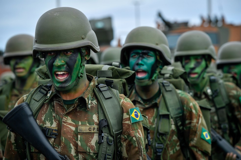 Militares do Exército em celebração do Dia do Exército — Foto: Hisaac Gomes/Ministério da Defesa