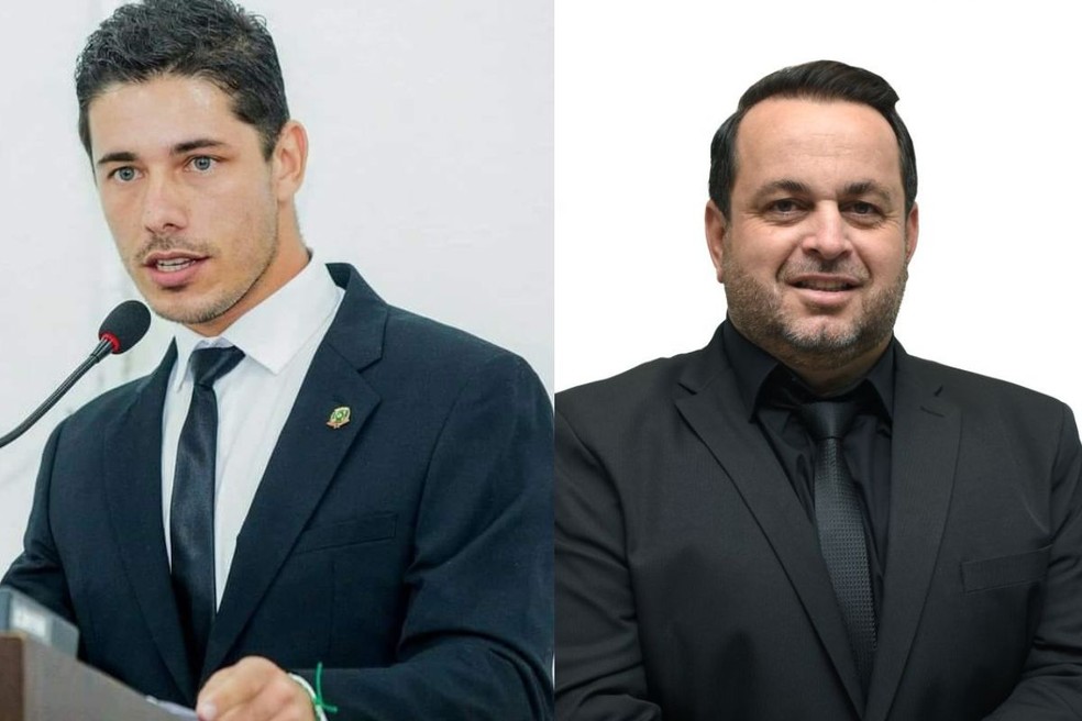 À direita, Victor Hugo Davanço, presidente da câmara de Cianorte, à esquerda, Marcelo Gaúcho, vice-presidente da câmara de Goierê. — Foto: Reprodução/Redes Sociais/Câmara de Goioerê