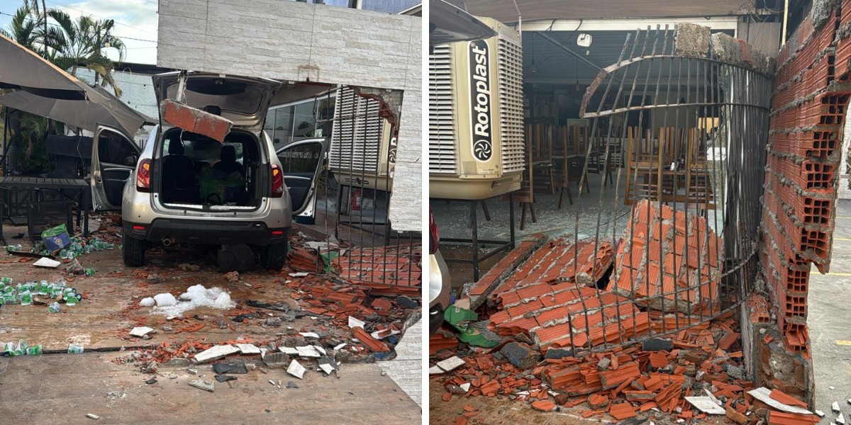 VÍDEO: motorista perde controle da direção e bate carro contra muro de restaurante em Americana