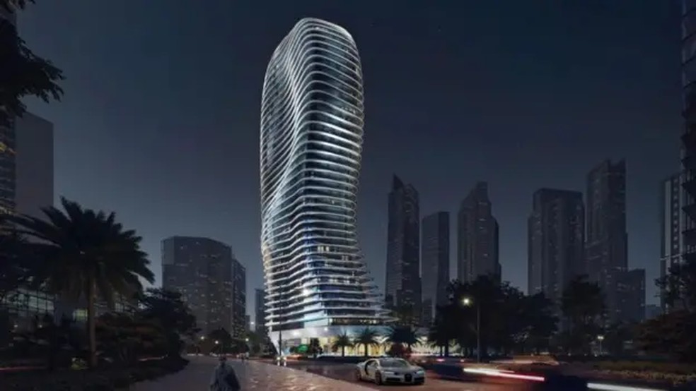 O edifício Bugatti Residences em Dubai, onde Neymar comprou uma cobertura, está atualmente em construção. — Foto: Binghatti Properties via BBC