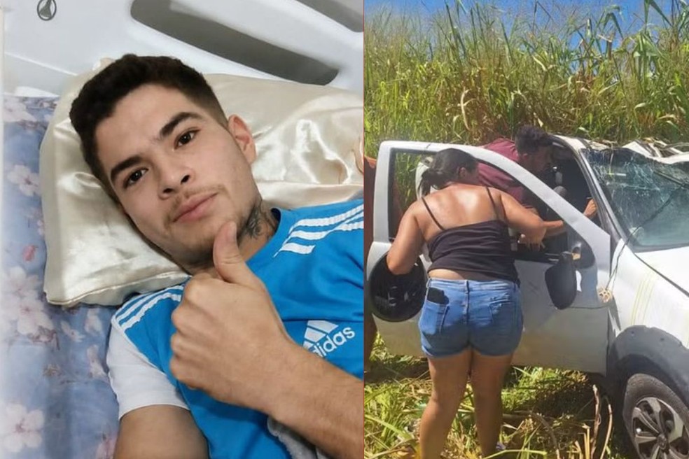 Edson Barbosa Cândido, de 19 anos, ficou três dias preso dentro de uma caminhonete capotada após desaparecer em Pedra Preta (MT) — Foto: Reprodução
