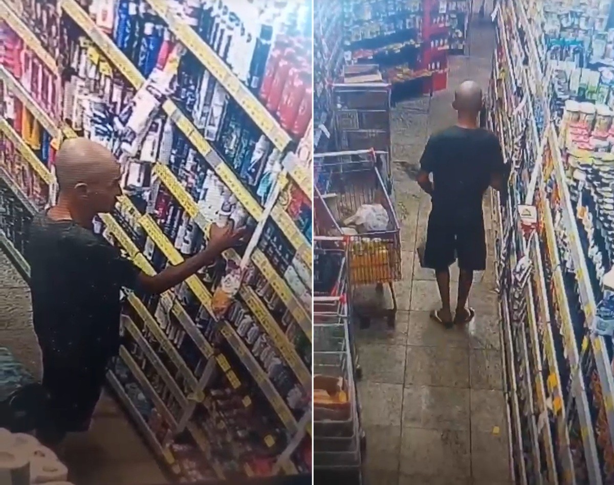Vídeo registra furto em supermercado no bairro da Pecuária, em Campos