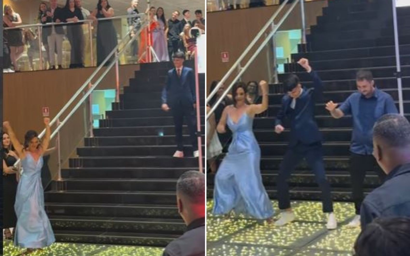 Mãe e filho dão show com coreografia em formatura; vídeo