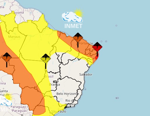 Municípios do interior de PE recebem alerta vermelho de chuvas intensas com ‘grande perigo'; confira cidades que podem ser atingidas por ventos de até 100km/h