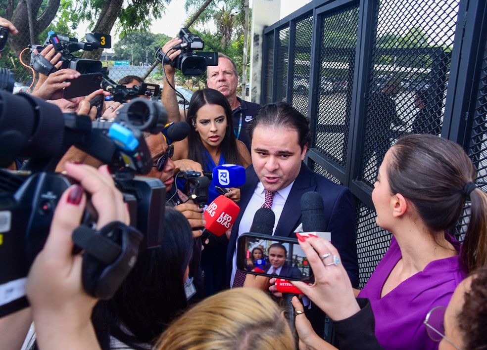 Felipe Cassemiro, advogado de MC Ryan SP, no Centro de Detenção do Belém, na Zona Leste de São Paulo. — Foto: Edu Araújo/Agnews