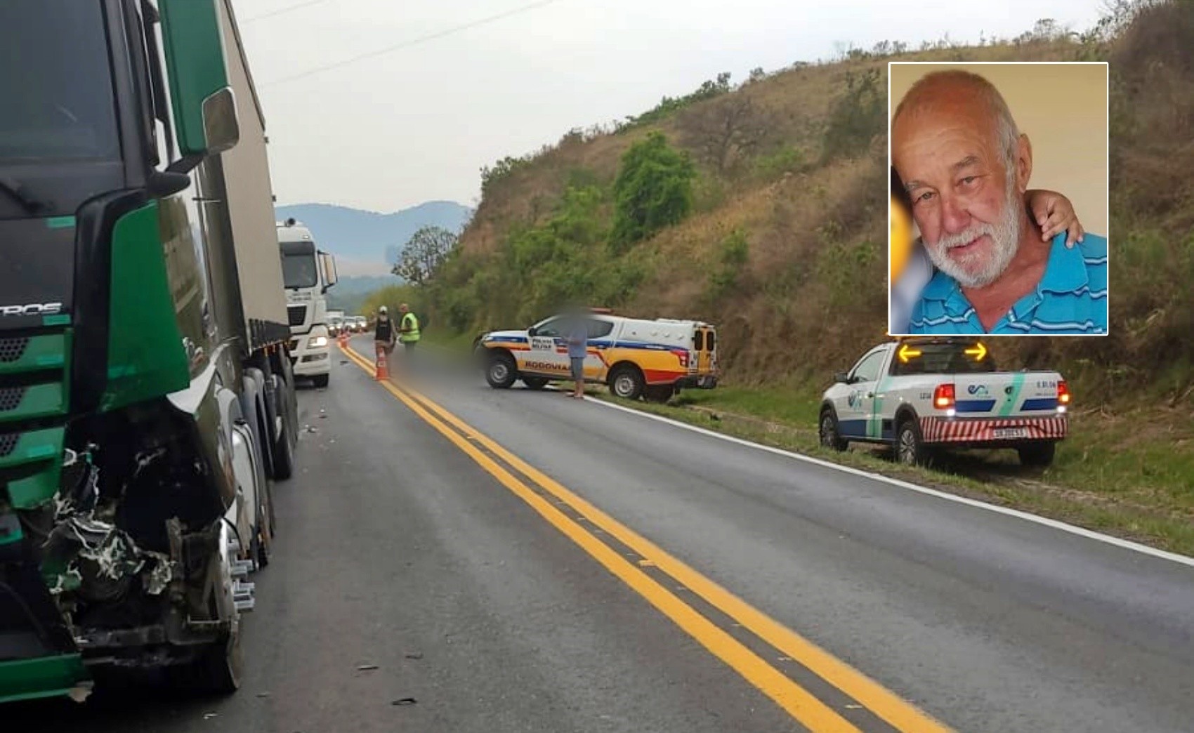 Motociclista de 66 anos morre após bater contra caminhão na MG-290, em Pouso Alegre, MG