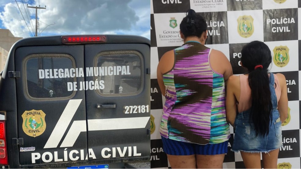 Mãe e tia são presas suspeitas de produzir e vender imagens de abuso sexual de criança de 11 anos no Ceará. — Foto: Reprodução