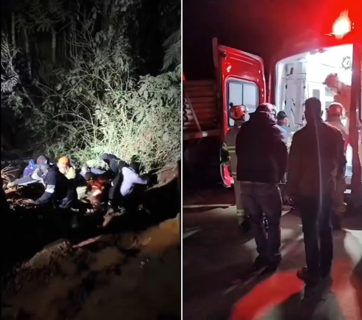 Caminhão cai em ribanceira em estrada rural de Sumidouro