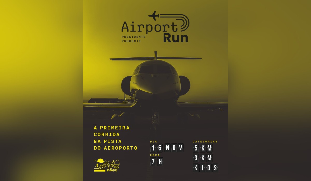 Aeroporto de Presidente Prudente troca aviões por atletas em corrida inédita dentro da pista de pouso