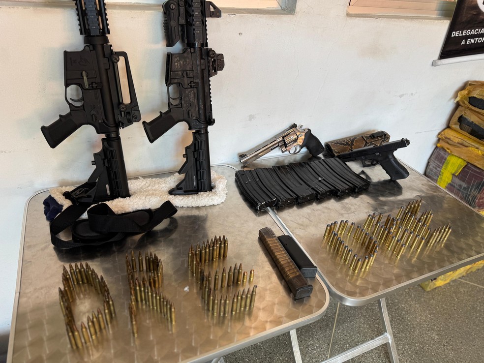 Armas e munições apreendidas pela PF SE. — Foto: PF/SE