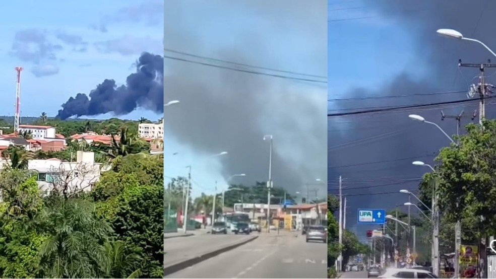 Incêndio atinge transportadora de óleo diesel na Grande Fortaleza. — Foto: Reprodução
