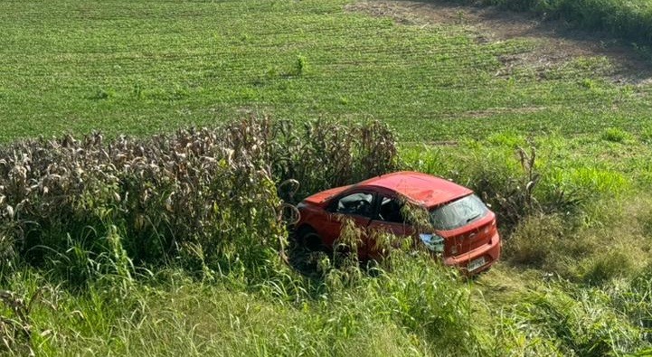 Carro cai em plantação de milho e motorista morre na MG-120