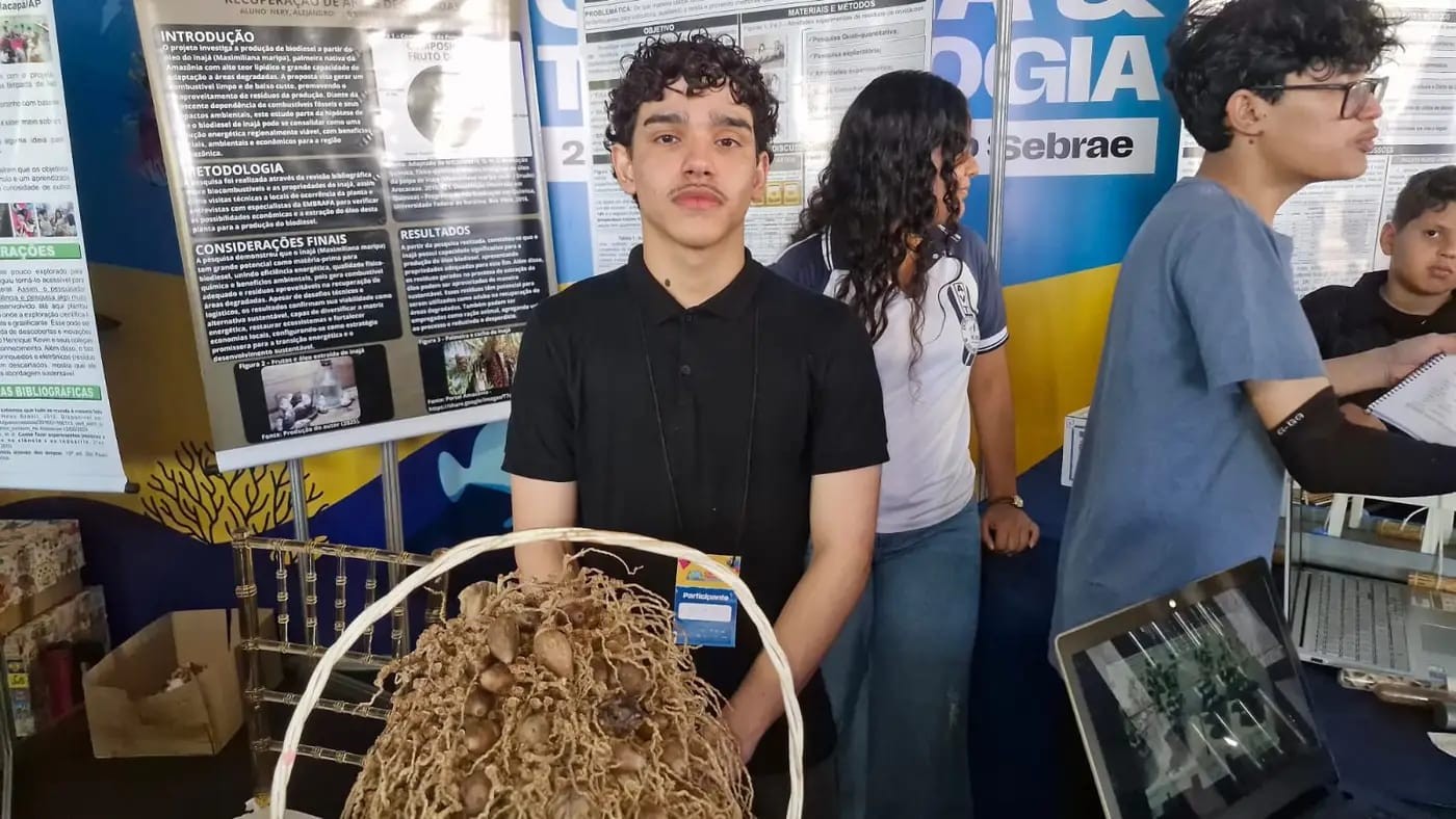 Estudante do Amapá transforma Inajá em biodiesel e garante vaga em feira nacional